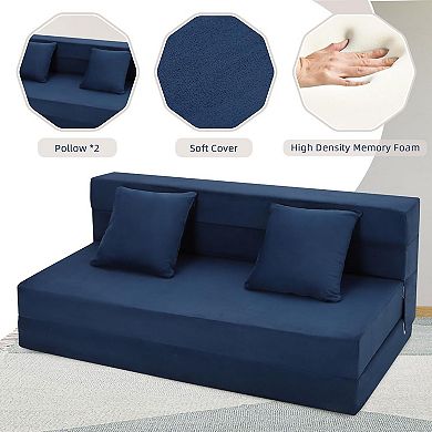 Convertible Folding Sofa Bed with Memory Foam - Futon Sleeper Chair and Foldable Mattress