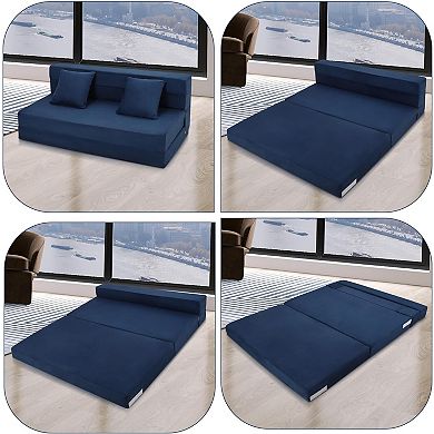 Convertible Folding Sofa Bed with Memory Foam - Futon Sleeper Chair and Foldable Mattress
