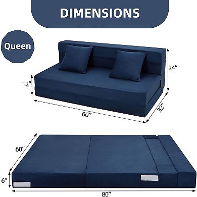Convertible Folding Sofa Bed with Memory Foam - Futon Sleeper Chair and Foldable Mattress