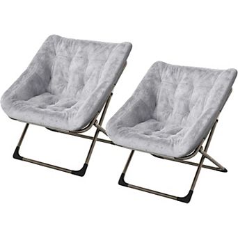Folding Faux Fur Lounge Chair - Comfortable Reading and Accent Chair for Living Room, Bedroom