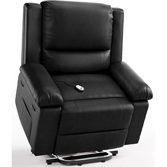 Electric Lift Recliner Chair with Heat and Massage - Adjustable PU Leather Recliner for Seniors