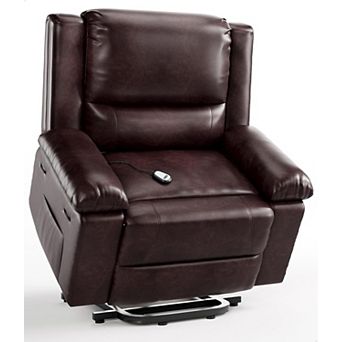 Electric Lift Recliner Chair with Heat and Massage - Adjustable PU Leather Recliner for Seniors