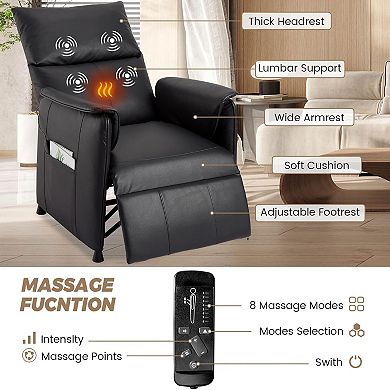 Electric Recliner Chair with Heat and Massage - Adjustable Power Sofa with Remote Control