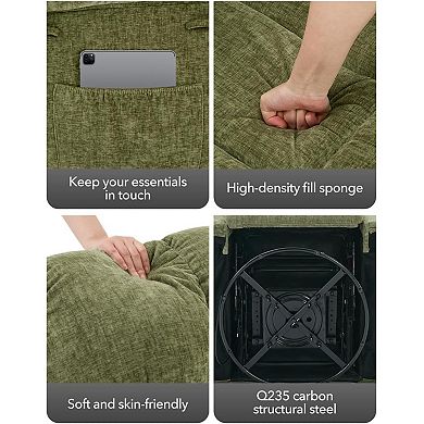 360° Swivel Rocking Recliner Chair - Upholstered Glider with Side Pockets and Durable Steel Frame