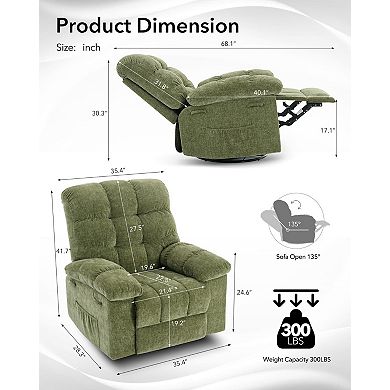 360° Swivel Rocking Recliner Chair - Upholstered Glider with Side Pockets and Durable Steel Frame