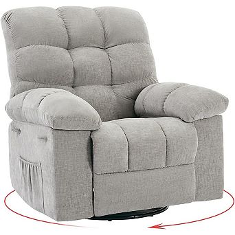 360° Swivel Rocking Recliner Chair - Upholstered Glider with Side Pockets and Durable Steel Frame