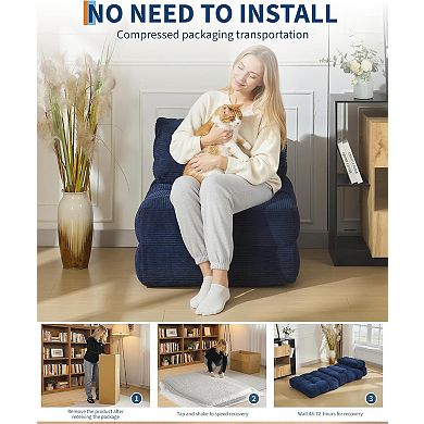 Folding Convertible Sofa Bed with Pillow and Side Pocket - Portable Sleeper Chair, No Assembly