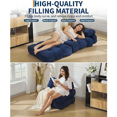 Folding Convertible Sofa Bed with Pillow and Side Pocket - Portable Sleeper Chair, No Assembly