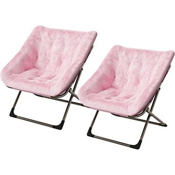 Folding Faux Fur Lounge Chair - Comfortable Reading and Accent Chair for Living Room, Bedroom