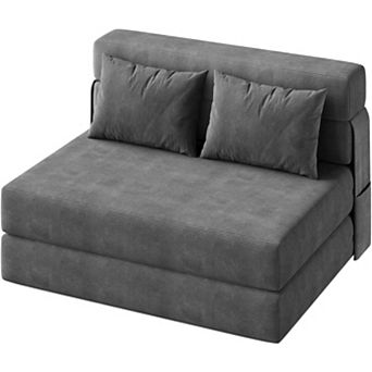 Convertible Folding Sofa Bed and Sleeper Chair - Portable Floor Lounger with Pillow