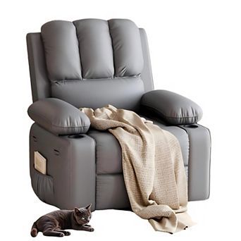 Classic Manual Leather Recliner Chairs with Lumbar and Arm Support - Home Theater Seating