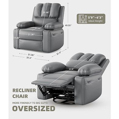 Classic Manual Leather Recliner Chairs with Lumbar and Arm Support - Home Theater Seating