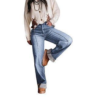 High Waist Flare Jeans for Women Bootcut Bell Bottom Jeans Stretchy Denim with Center Crease Y2K