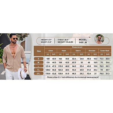 COOFANDY Men' Casual Button Down Shirt Summer Beach Linen Shirt Lightweight Hooded Coverup