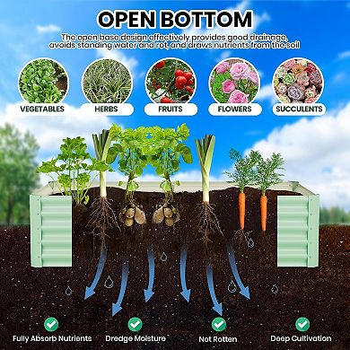 2 Pack Galvanized Raised Garden Bed 6x3x1.5 FT, Outdoor Planter Box for Flowers & Vegetables, Green