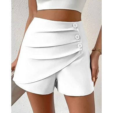 Womens High Waist Versatile Ruched Bodycon Skort Slimming Athletic Sports Outdoor Shorts