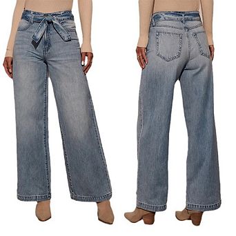 Women's 2026 Wide Leg Jeans High Waist Denim Pants Vintage Y4K Trousers with Matching Belt