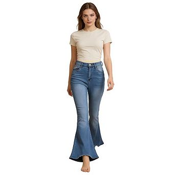 High Waisted Jeans for Women Skinny Flared Jeans Elastic Vintage Classic Stretchy Denim Pants