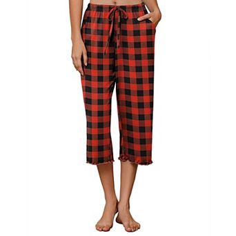 Ekouaer Womens Capri Pajama Pants Wide Leg Lounge Sleep Pants Soft Comfy Drawstring Pj Bottoms