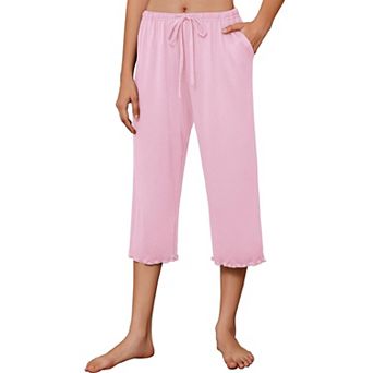 Ekouaer Womens Capri Pajama Pants Wide Leg Lounge Sleep Pants Soft Comfy Drawstring Pj Bottoms