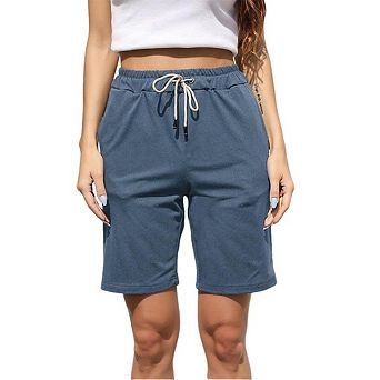 Womens Baggy Sweat Shorts Wide Leg No Wrinkle Loose Fit Under Knee Athletic Casual Gym With Pocket