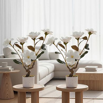 2-Pack 24" White Faux Orchids Real Touch