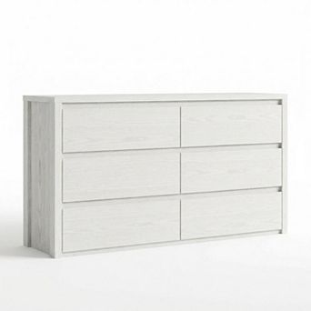 6 Drawer Dresser, 47.2" Wooden Wide Mid Century Chest of Drawers, for Bedroom, Living Room