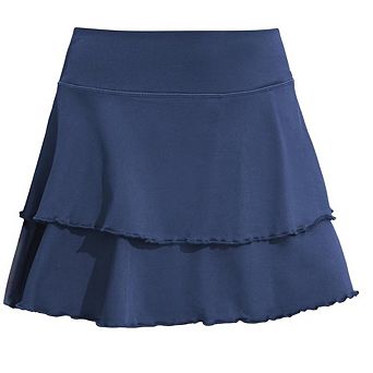 Womens Pleated Tennis Skirt Double Ruffle Golf Skort Tummy Control Athletic Skirts Workout