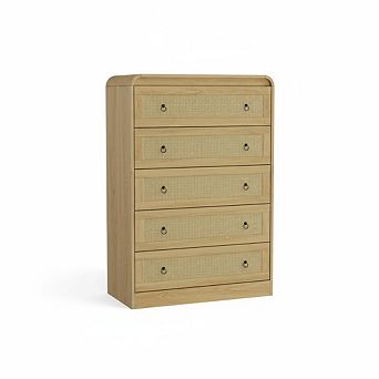 31''Tall Rattan Dresser, 5 Drawer Dresser, Dressers & Chests of Drawers, Modern Chest of Drawers