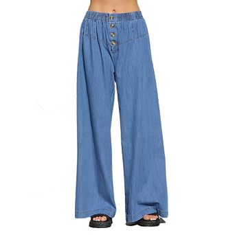 Wide Leg Pants for Women High Waisted Jeans Vintage Draped Pants Lightweight Flowy Trousers Y2K