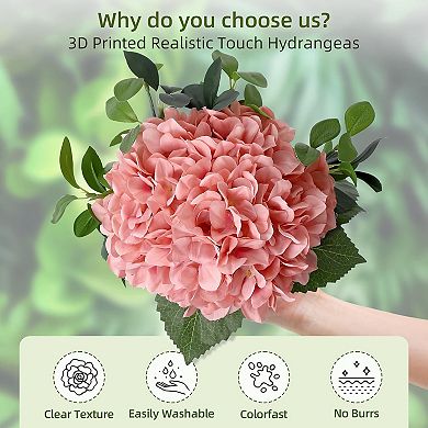 Silk Hydrangea in Glass Vase, Real Touch