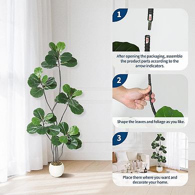 6FT Fiddle Leaf Fig Tree with Cement Planter