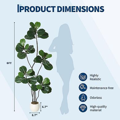 6FT Fiddle Leaf Fig Tree with Cement Planter