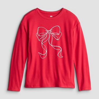 Girls 6-20 SO® Long Sleeve Cozy Graphic Tee in Regular & Plus Size