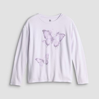 Girls 6-20 SO® Long Sleeve Cozy Graphic Tee in Regular & Plus Size