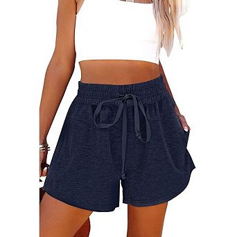 Women's High Waist Sweat Shorts with Drawstring and Pockets Outfits Fashion Workout Clothing