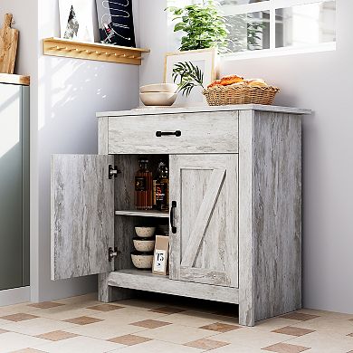 Kitchen Pantry Storage Cabinet with Microwave Stand, Freestanding Hutch Cabinet, Buffet Cupboard