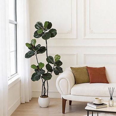 5FT Fiddle Leaf Fig Tree with Cement Planter