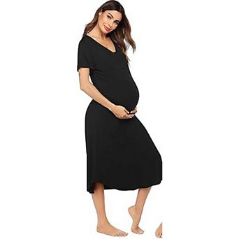 Ekouaer Womens Maternity Nightgown for Hospital Pregnancy Long Nightgowns Nursing Night Gown