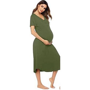 Ekouaer Womens Maternity Nightgown for Hospital Pregnancy Long Nightgowns Nursing Night Gown