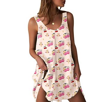 Ekouaer Women's Sleeveless V Neck Satin Nightgown