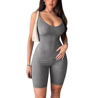 Women's Summer Bodycon Romper with Spaghetti Straps and High Waist for Slimming Fit