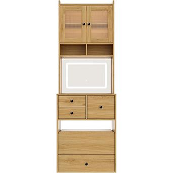 Makeup Vanity Desk, Small Makeup Set with 4 Drawers, Cabinet & Chair, 3 Lighting Modes,Black