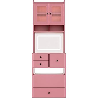 Makeup Vanity Desk, Small Makeup Set with 4 Drawers, Cabinet & Chair, 3 Lighting Modes,Black