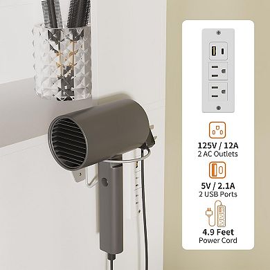 41" Dressing Tablewith 10-Bulb Mirror, 3 Color Modes, 5 Drawers & Stool