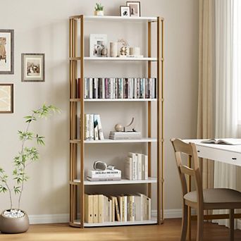 71" Tall 6 tier Bookshelf Metal Frame Freestanding for Home Office Sturdy Storage Organizer