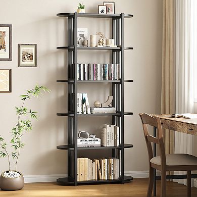 71" Tall 6-Tier Bookshelf Freestanding Sturdy Storage Organizer