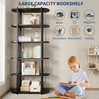 71" Tall 6-Tier Bookshelf Freestanding Sturdy Storage Organizer