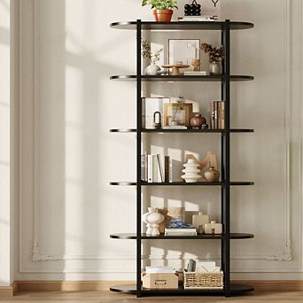 71" Tall 6 tier Bookshelf Freestanding Sturdy Storage Organizer