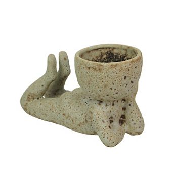 Contemplative Muse Planter Cement Sculpture, Artistic Home Decor Accent